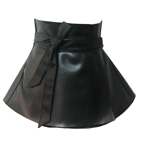 ITRHJTGP Damkorsettbälte svart peplum korsettbälte dam rosett justerbar slips breda midjebälten PU läder volanger för Halloween