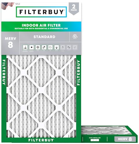 FilterBuy 10 x 25 x 1 luftfilter MERV 8, veckade HVAC ugnsfilter (2-pack, silver)