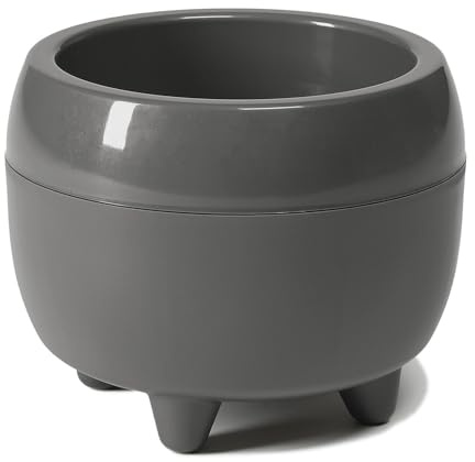 LAMELA Pot de Fleurs Rond Ø 23 cm, 3 L - Design élégant avec Pieds - Pot en Plastique résistant avec Trou de Drainage - Intérieur & extérieur - Anthracite