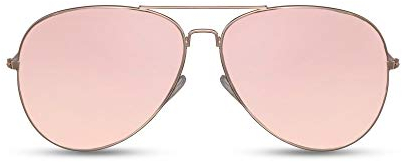 Cheapass Sonnenbrille Verspiegelt Rosé-Gold Piloten-Brille Flieger-Brille Real-Revo Linsen UV-400 Metall Damen Frauen
