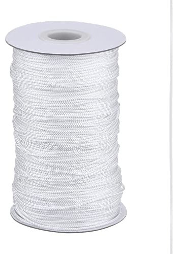 Trimming Shop 2mm Wide White Nylon Braided Cord for Gear Making, DIY Accessories, Gardening Plant and Crafts, Aluminium Blind Shade, 50 Metres