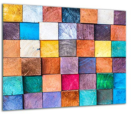 TMK | Placa de cristal para cubrir la cocina de 60 x 52 cm, una sola pieza, protección contra salpicaduras, decoración de piedra, multicolor