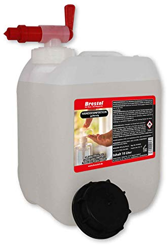 HANDDESINFEKTION Gel 10 Liter + Auslaufhahn 51 mm + Reduzierspitze - Desinfektionsmittel für Hand Haut Hände Desinfektion Händedesinfektion Desinfektionsgel Geldesinfektion gelförmig