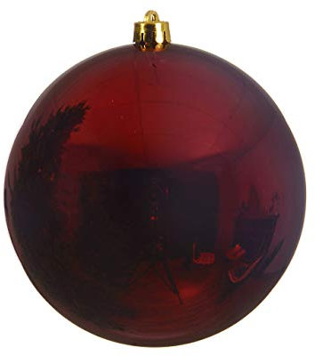 CB Home & Style Weihnachtskugel bruchfest Plastik Kunststoff Christbaumkugel Baumkugel glänzend groß XXL (Weihnachtsrot, 20 cm)