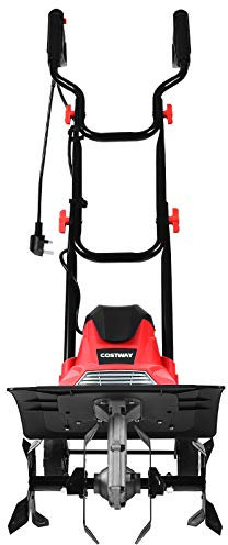 COSTWAY 1200W/1500W Electric Tiller, Garden Soil Cultivator Rotavator with Sharp Blades, Foldable Handle, 35/43cm Cutting Width & 22cm Cutting Depth (35cm, Red)
