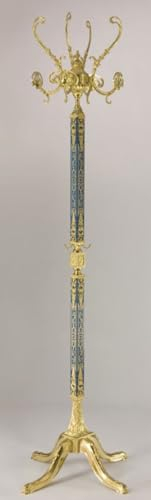 Casa Padrino Luxus Barock Garderobenständer Gold/Blau 40 x 40 x H. 178 cm - Edler Messing Kleiderständer - Barock Hotel Garderoben Möbel