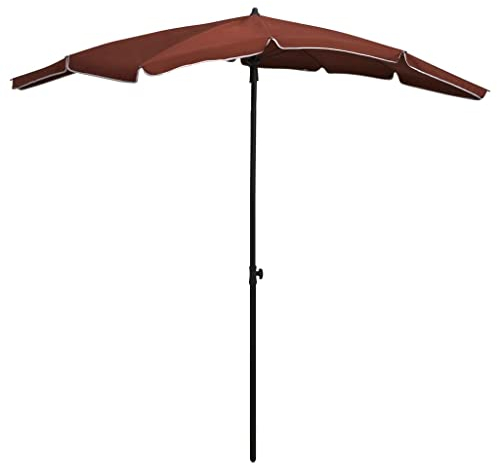 200x130 cm Sonnenschirm Marktschirm Gartenschirm Terrassenschirm rechteckiger Balkonschirm Sonnenschutz Kurbelsystem Kippfunktion, ohne Ständer, Garten, Balkon, Terrasse, Terracotta-Rot