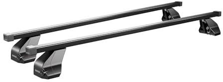 Menabo Dachträger Grundtäger kompatibel mit Mercedes C Klasse W206 Limo 2021-2025 Stahl 75kg Schwarz 2tlg Fixpunkte für Fahrradträger, Dachboxen, Skiträger Abschließbar