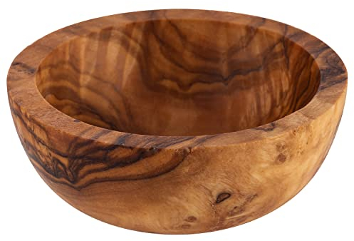 APS 1024 Juego de 4 cuencos Olive de madera de olivo de 6 cm de diámetro, altura: 2 cm (cada pieza es única. El color y las vetas pueden variar)
