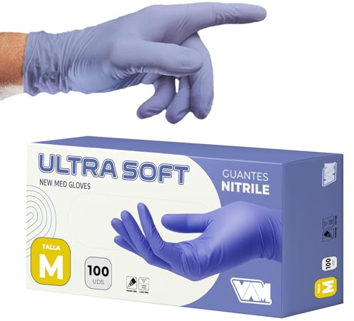 Gants en nitrile couleur pourpre sans poussière, sans latex, hypoallergéniques, certifiés CE | Gants pour aliments Gants médicaux Gants pour Studio Tatoo jetables Couleur Violet (M)