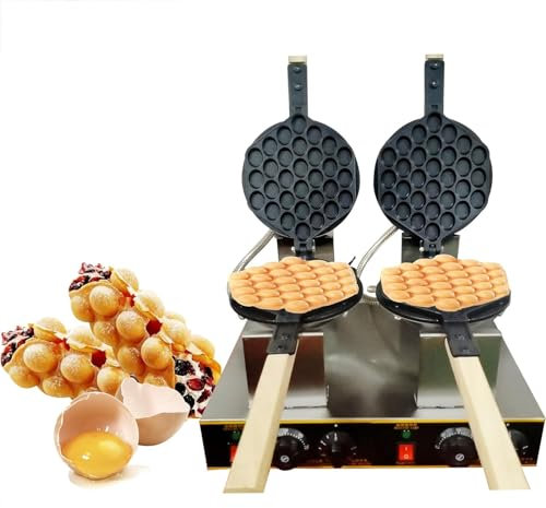 DPQYJPP Bubble Waffle Maker Waffle Iron Egg Waffle Maker Double Eggettes Maker Commerical Non-Stick Electric CE Certification,220