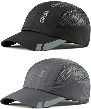 AYPOW 2 Confezioni Cappello da Baseball Uomo Donne, Sport Aperta Cappellino Visiera Asciugatura Rapida, Traspirante Leggero Pieghevole Cappellini da Sole Estivo Berretto Baseball Regolabile Snapback