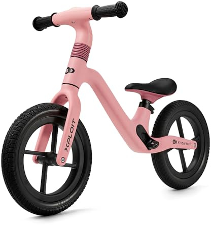 Kinderkraft XPLOIT Draisienne en Métal, Vélo sans Pédales, Vélo Bébé, Siège Réglable, Poids léger, Deux Roues, Évolutif, de 2 Ans à 5, 35kg, Rosa