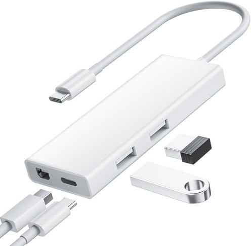 BolAAzuL USB C auf Mini DisplayPort Multiport-Adapter, 4-in-1 Typ C Hub mit 1xMini DP + 2xUSB 3.0 + 1xLadeanschluss (Typ C), 5 Gbit/s / 4K 60Hz/65 W PD/DP ALT-Modus (Nicht für Thunderbolt 1/2-Monitor)