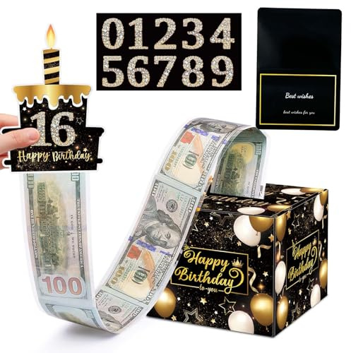Happy Birthday Cassetta Denaro WISIRENT, Scatola Sorpresa per Soldi Regalo con Biglietto d'Auguri, Scatola Sorpresa per Denaro, Diy Scatola Regalo Compleanno per Feste di Compleanno, Anniversari