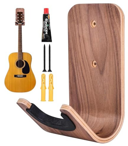 Gitarren-Wandhalterung, feste Schrauben, Viskose-Gitarren-Wandhalterung (mit Schrauben und Kleber), Hartholz-Gitarrenwandhalterung für Ukulele, Banjo