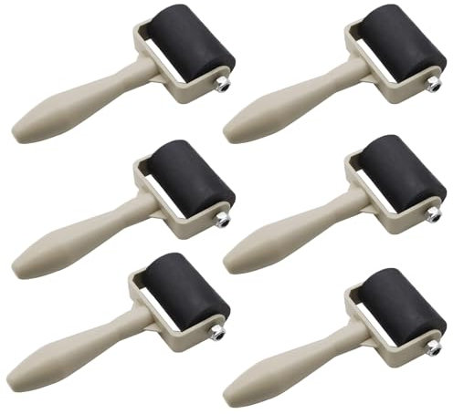 HRJZF 6 Pack Rubber Brayer Roller for Printmaking,Anti Skid Tape Construction Tools, Print,Great for Gluing Application Also,Ink and Stamping Tools 1.4 Inch