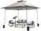 VIVOHOME Pavillon Doppelschichtdach für Terrasse Garten Hinterhof 4 x 4 m, Grau