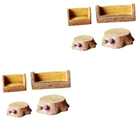 POPETPOP 2 Ensembles Banc d'arbre de souche Figurines de Petits Animaux décoration de Salon bouda Decoration Interieure décoration intérieure Ornements Miniatures Tabouret Micro Paysage