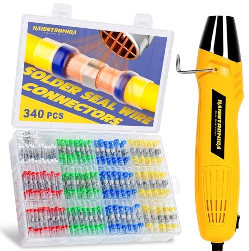 haisstronica 340PCS Solder Seal Connector Kit, 350W Heat Gun, AWG 26-10
