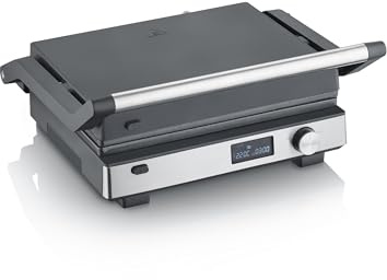 SEVERIN Kontaktgrill SEVINI FLEX, 3-in-1 Multikontaktgrill, hochwertige Keramikbeschichtung, XL-Grillfläche, spülmaschinengeeignete Grillplatten, Burger, Panini, 2000W, schwarz/Edelstahl, KG 2380