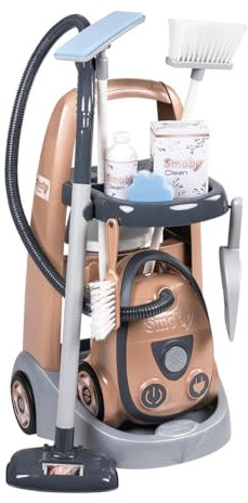 Smoby - Rowenta - Chariot de Ménage + Aspirateur - Jouet d'Imitation - Fonction Electronique - 9 Accessoires - A Partir de 3 Ans - Fabrication Française