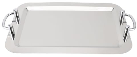 XUMIUZIY Bandeja para Servir de Metal, Placa de Espejo de Gran Capacidad Portátil de Gran Capacidad Bordes Redondeados de de Acero Inoxidable Multifunción con para Restaurante (#1)