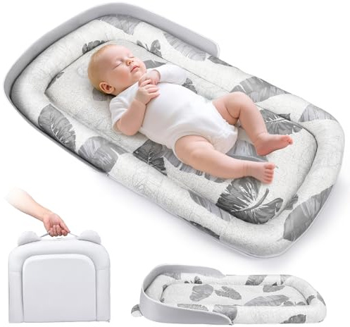 Gxpjycfob Baby Nest Pod for Newborn, Foldable Baby Lounger for 0-24 Months Baby Boys Girls, 100% Cotton Breathable Detachable Portable Infant Lounger, Baby Essentials for Newborn Baby Gifts