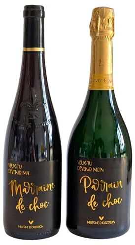 Lot 2 Etiquette bouteille - Veux tu etre ma marraine de choc - Veux tu etre mon parrain | Annonce grossesse, demande marraine, demande parrain, annonce naissance | TE Whaka