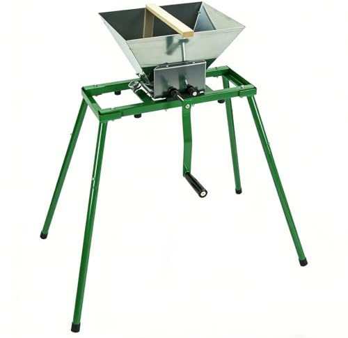 Frantoio per Frutta e Mele, spremiagrumi Manuale di Grande capacità da 7 l/1,8 galloni, in Acciaio Inossidabile, con Grande Maniglia a volano, pressa per Mele per Sidro, Erbe, succhi, Hopper+Support