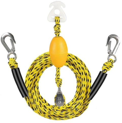 EpheyFIF 1 pz Doppio Gancio Puleggia Corda di Trazione 17FT 5M Heavy Duty Barca Corda di Traino Per Tubi Sci Acqua Corda Connettore Rimorchio Accessori