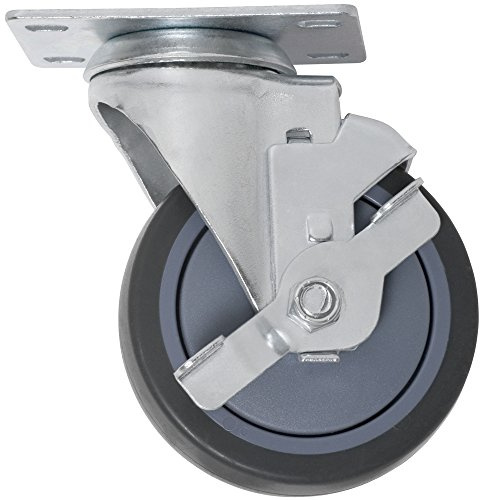 Shepherd Hardware Heavy Duty TPR Rubber Caster Wheel with Swiveling Top Plate w/ Brake - 4-Inch - 250 lb. Load Capacity-Non-Marking for use in Hospitals,Food Service,& Other Institutional Applications
