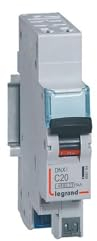 406784 Disjoncteur phase neutre 1P+N 20A Courbe C - 4.5/6kA - Bornes AUTO - 1 module - Legrand DNX3