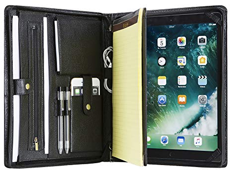 Konferenzmappe A4 Businessmappe, Ledermappe Aktenmapp, Dokumentenmappe a4 mit Klemmbrett/Reißverschluss, A4 Mappe Organizer Ordner Tablet-Tasche für Surface Pro 7/6/5/4/3