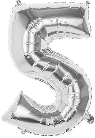 Boland 22035 Ballon gonflable chiffre 5 Argenté 86 cm
