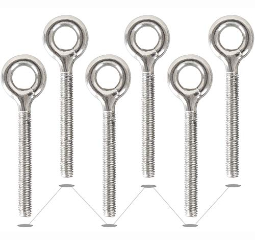 ADNEWX® 6 Stück Ringschraube M10, 304 Edelstahl Augenschraube mit metrischem Gewinde Geschlossene Augenbolzen für Rolle des Befestigens und Hängens