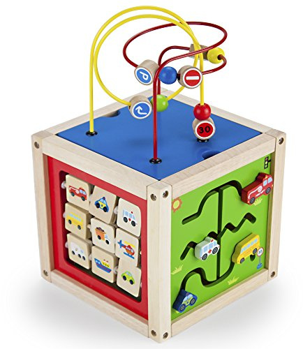 5-in-1 Deluxe Activity Hub - Multimodal Cube Playset - Includes Bead Maze, Tile Puzzle, Cars and Whiteboard - Improves Fine Motor Skills, Vocabulary, Color and Shape Recognition for Early Education
