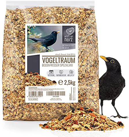 wildtier herz I Vogeltraum Amselfutter Spezial mit Beeren und Früchte (2.5kg) - Premium Vogelfutter für Wildvögel I Ganzjahresfutter I Wildvogelfutter I Vogel Streufutter, Fettfutter Vögel