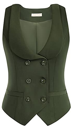 Belle Poque Retro Giacca da Donna Primaverile Autuno Formale Business Casual Scollo a v Profondo Verde XL