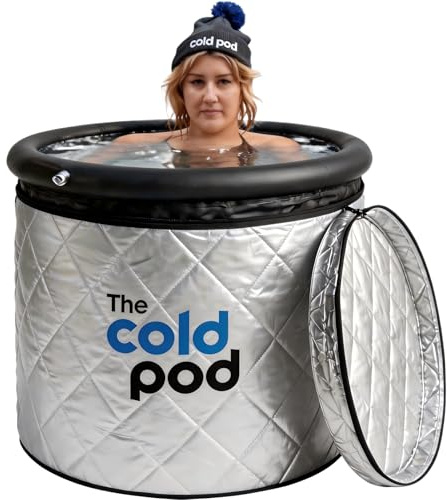 The Cold Pod Insulated Ice Bath Tub with Cover,300L Cold Plunge Tub Fully Wrapped by Silver Reflective Zip-Up Cover for Athletes and Fitness Enthusiasts, Suitable for Indoor and Outdoor Use