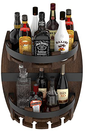 Nisorpa Wooden Wine Rack Barrel,Vintage Wine Rack Champagne Bottle Holder, Gift For Wine Lover,Drinks Cabinet Shelf for Wein, Whiskey, Beer