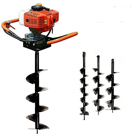 ZUMAHA Taladro De Barrena De Tierra De Gasolina De 2 Tiempos, Excavadora De Agujeros De Poste De Barrena De 198cc 5200w, Juego De Taladro De Tierra De Gasolina, Suelo De Barrena De Barrena De Poste