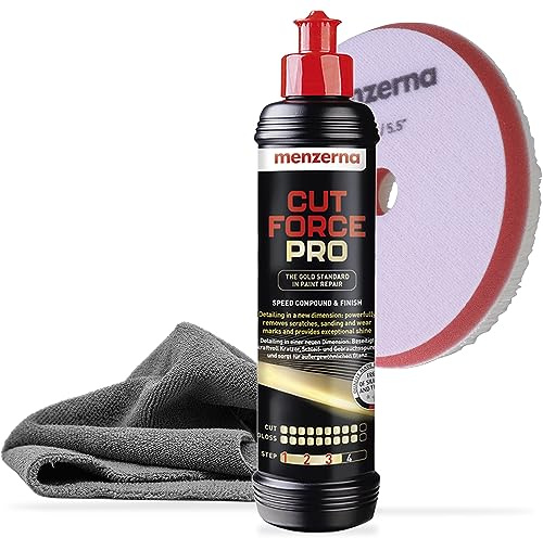 Set de pulido automotriz Menzerna Cut Force Pro 250ml 3en1 | Pulidor todo en uno para eliminar arañazos | Pasta de pulido profesional One Step, pasta abrasiva | para todos los tipos de pintura +