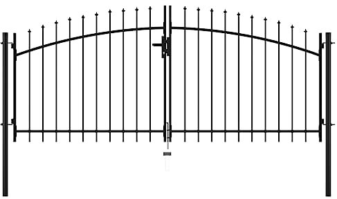 SKM Portail de jardin à double battant avec pointes de lance 300 x 150 cm, poids : 20,76 kg, 144359