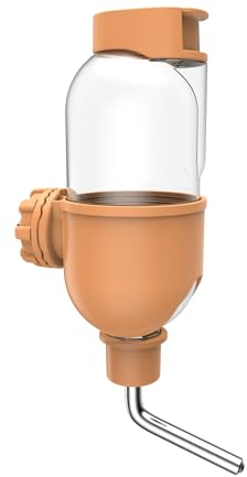 Distributeur Eau pour Petits Animaux [10mm Buse, 500ml] Suspendue Abreuvoir Lapin Automatique Biberon Cochon d'Inde Anti-Goutte Biberon pour Lapin Chinchilla Cochon d'Inde Hérisson Furet (Orange)
