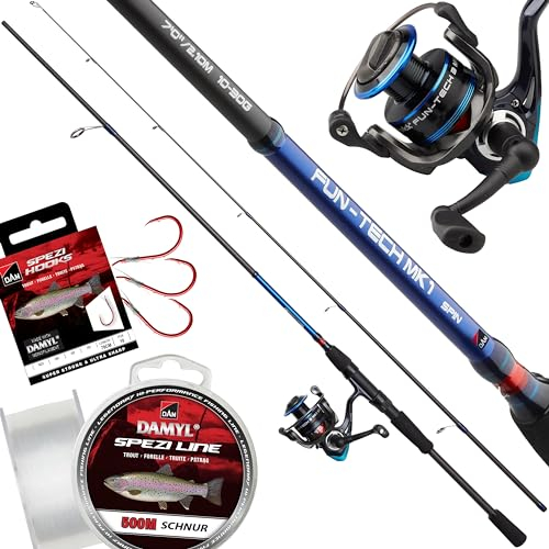 Fischzeux Profi Forellen Angelset komplett Fun-Tech – Carbon Spinnrute + Rolle, Barsch & Forelle (Rute 1,98 m (7-22g) + Rolle 2500FD)