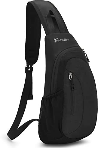 Januts Sling Bag Sling Shoulder Backpack Small Rucksack for Men Lightweight One Strap Shoulder Chest Bag Waterproof Anti-theft Casual Men Women Bags for Hiking Carbon Black