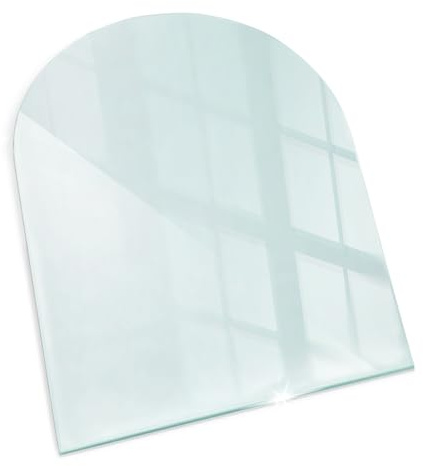 Funkenschutz Kaminofen Glasplatte Kaminplatte Kaminglas Ofenglas gehärtetem Glas 80x70cm Halbrund Premium Hitzeschutz für Kamin Funken- und Kratzfest Design Bodenplatte Elegante Klarglas