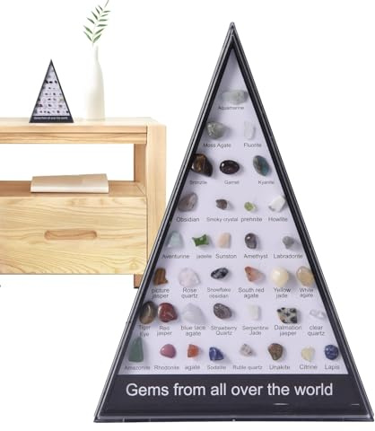 y minerales para niños, Colección de y minerales - Colección educativa de minerales de 36 piezas | Vitrina de libros de identificación y piedras preciosas Colección de y minerales para la educación ci