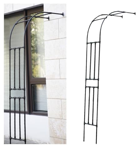240cm Haut Demi-Arc arche de jardin pour plantes grimpantes,Contre le mur Arceau à rosiers en metal,Compact Treillis Jardin extérieur, Antirouille Pergola de Jardin ,Noir(L240 x P40 x H240 cm)